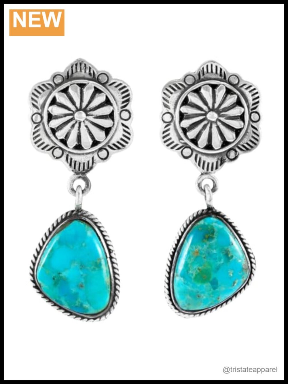 Sterling Silver Turquoise Drop Dangle Earrings Genuine Gemstone